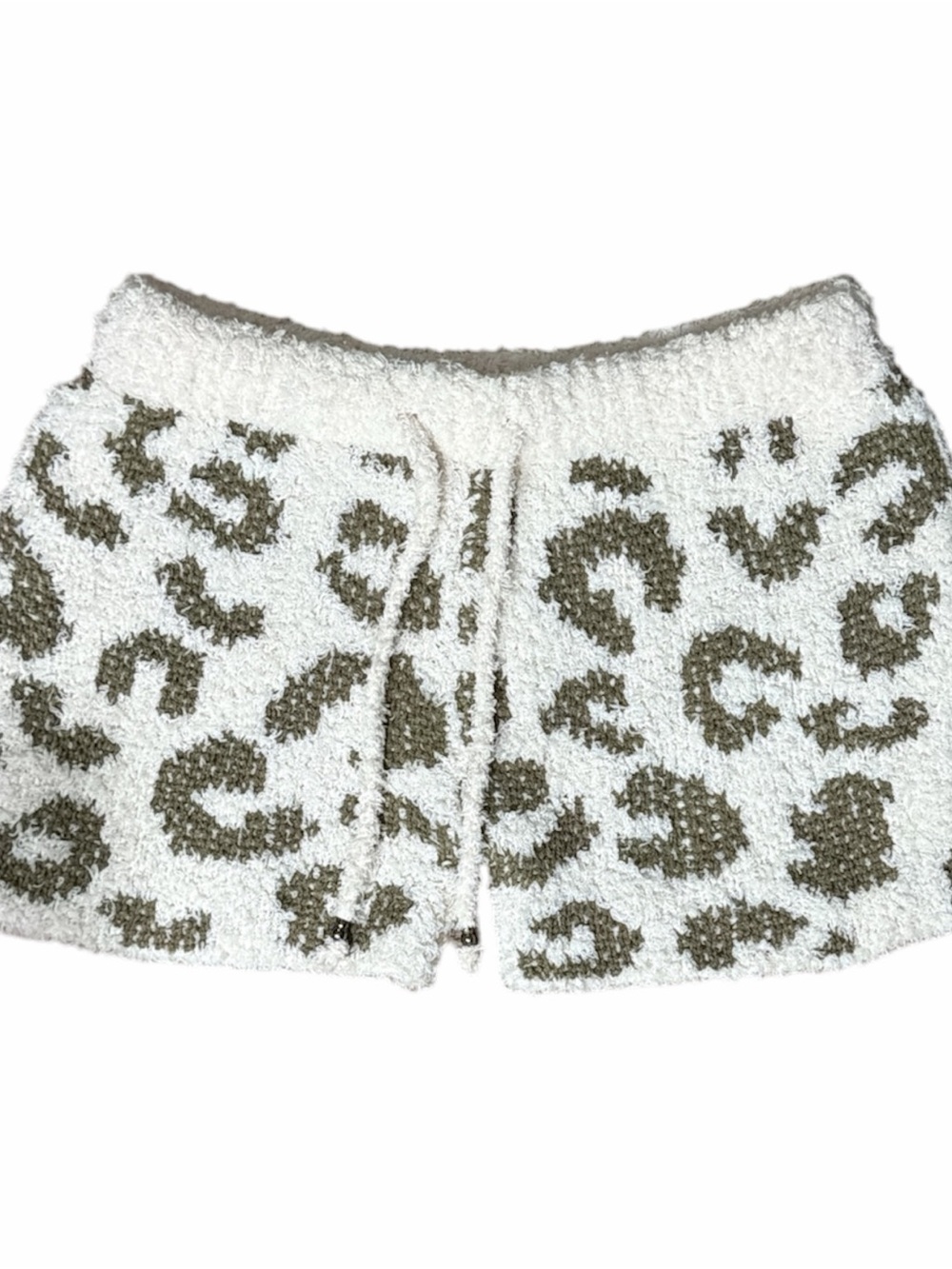 POL White Leopard Print Cozy Athletic Shorts
